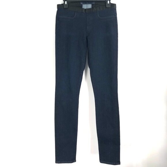 HELMUT LANG Skinny Jeans Pull On Stretch Denim Black Waistband 28 Made in USA - Picture 1 of 9